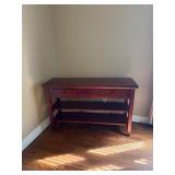 Rectangular Wooden Table With Two Drawers and Shel