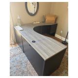 L-Shaped Desk with Contents and Accessories