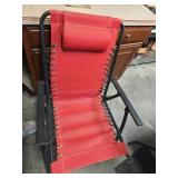 Red-Fabric Foldable Reclining Chair With Black Met