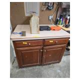 Wood Cabinet With Tools and Drill Bit Sets