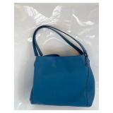 Coach Blue Leather Shoulder Bag With Embossed Logo