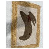 Wool Hooked Rug Featuring Abstract Animal Design