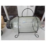 Clear Glass Container with Wire Frame and Handle