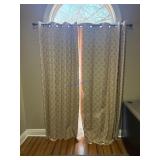 Beige Patterned Curtains with Curtain Rod