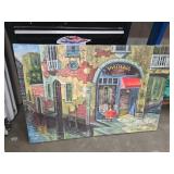 Framed Canvas Artwork Depicting a Trattoria Scene