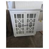 White Wooden Cabinet With Glass Doors