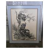 Framed Black and White Wildlife Print by Bill Oï¿½Ne