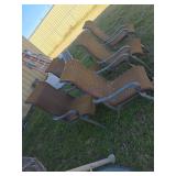 Five Outdoor Chairs with Metal Frames and Woven Se