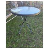 Glass-Top Round Patio Table With Metal Base