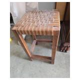 Wooden Stool With Woven Top