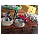 Miscellaneous Items Including Metal Pet Bowls and