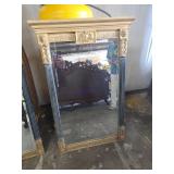 Gold Framed Rectangular Mirror With Decorative Acc
