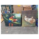 Two Animal-Themed Canvas Paintings, Signed
