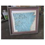 Framed 3D Map of Arkansas by Mainly Maps, 1983