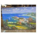 Landscape Painting on Canvas Signed by C. Jarrett