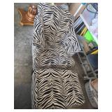 Zebra-Print Upholstered Armchair with Ottoman