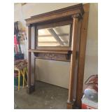 Wooden Fireplace Mantel with Mirror, 7 Ft Tall