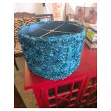 Blue Decorative Lamp Shade With Floral Texture