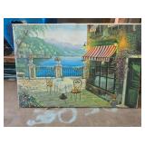 Canvas Art Depicting Cafï¿½ by Lakeside