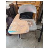 Metal and Wood School Desk Chair