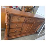Wooden Buffet Cabinet with Carved Details and Mult