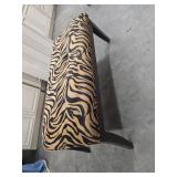 Upholstered Bench With Zebra-Print Fabric and Wood