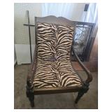 Wooden Armchair With Zebra-Patterned Upholstery