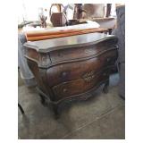 Three-Drawer Wooden Bombe Chest with Floral Detail