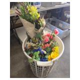Laundry Basket With Assorted Fake Flower Arrangeme