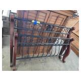 Queen Bed Frame with Wood and Metal Construction