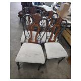 4 Metal and Wood Dining Chairs with Upholstered Se
