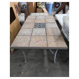 Metal-Framed Table With Tiled Top