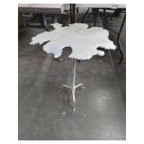 Metal Table With Irregular Top and Tripod Base