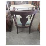 Wooden Chair With Carved Armrests and Upholstered