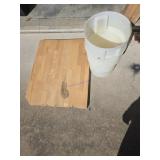 2 5-Gallon Potato Buckets and Wooden Cutting Board