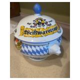 Porcelain Weisswurst Serving Bowl With Lid and Pig