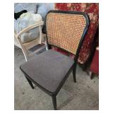 Wooden Chair with Cane Backrest and Upholstered Se