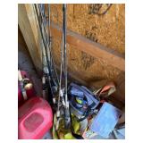 Fishing Rods, Reels, Tackle Bag, and Tackle Box