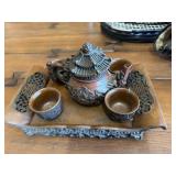 Ceramic Tea Set with Tray, Teapot, and Cups