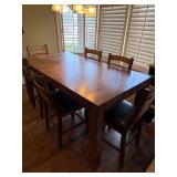 Wood Dining Table With Six Chairs, Made in Malaysi