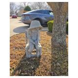 Cement Bench with Sculpture of Boy Holding Snail