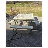 Four-Bench Outdoor Table with Metal Frame