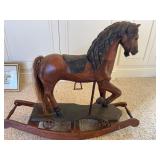 Wooden Rocking Horse with Metal Accents