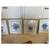 Four Framed Floral Art Prints by Susan Martin