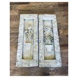 Two Floral Wall Plaques with Raised Relief Design