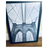 Framed Brooklyn Bridge Black-and-White Photo Print