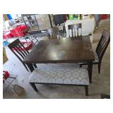 Dining Set with Table, Four Chairs, and Bench