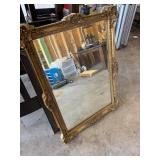 Beveled Cut Mirror with Ornate Gold-Tone Frame
