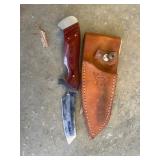 W. Barminski Fixed Blade Knife with Leather Sheath