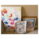 Three Framed and Canvas Wall Art Pieces